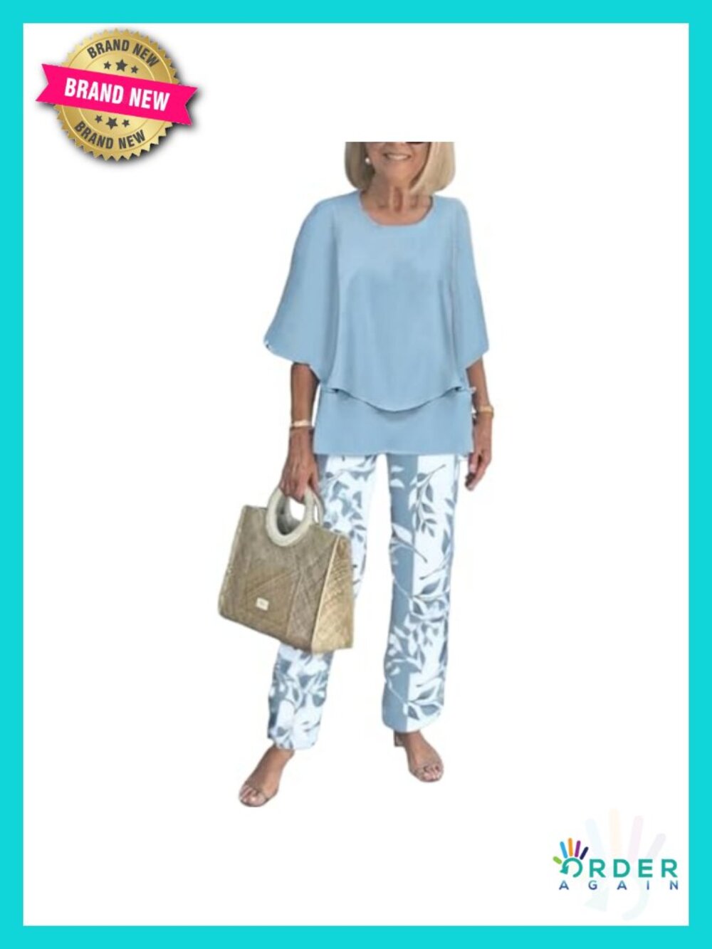2 Piece Set Women 3/4 Sleeve Boho Floral Pants Lounge Sets Dressy Casual